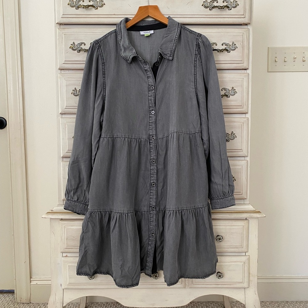 Vici Gray Button-Down Dress